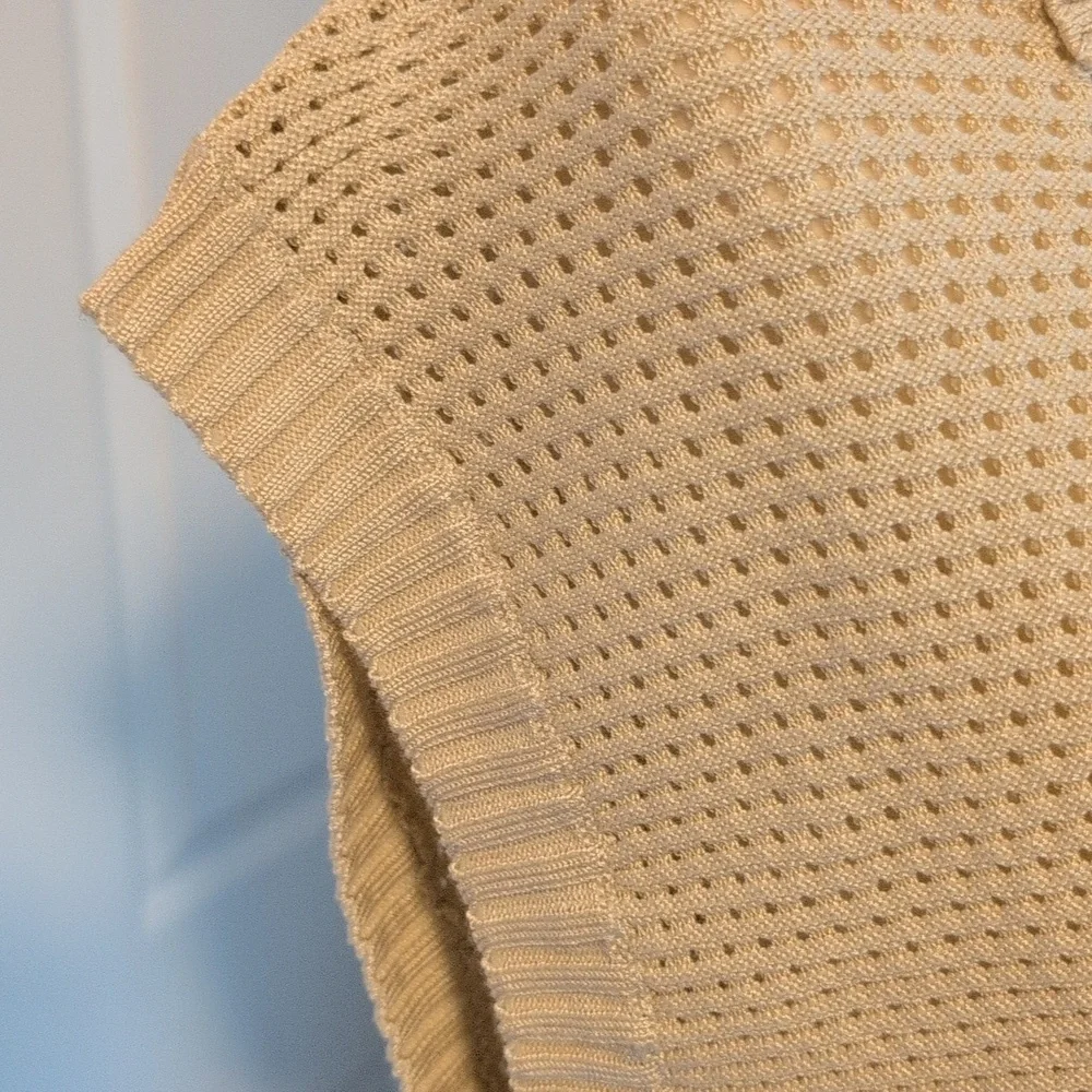 Women's Polo Style Beige Cap Sleeve Summer Sweater NWT